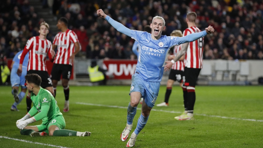 Thắng nhàn Brentford, Man City bỏ xa các đối thủ trong cuộc đua vô địch